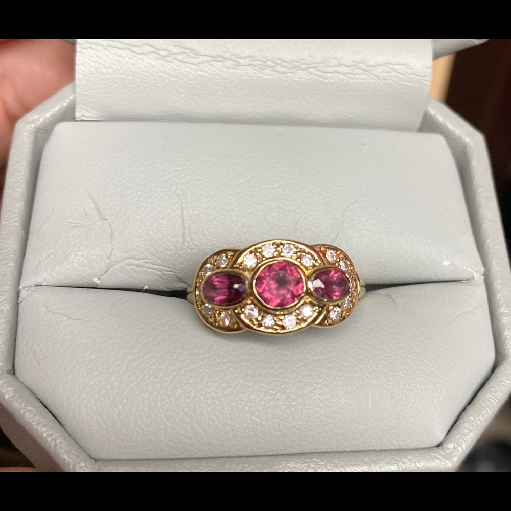 14k gold 3 stone stone ring